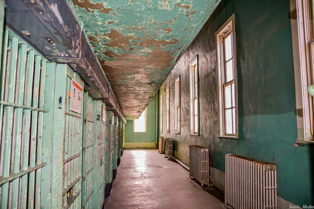 Inside of an old prison