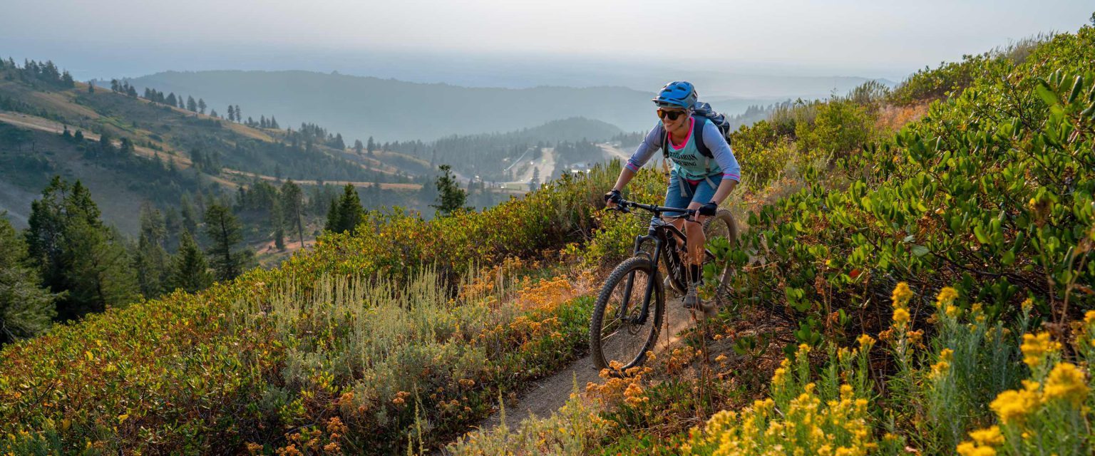Woman mountain biking