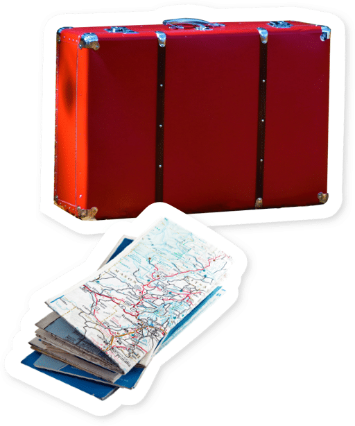 Images of Suitcase and Map